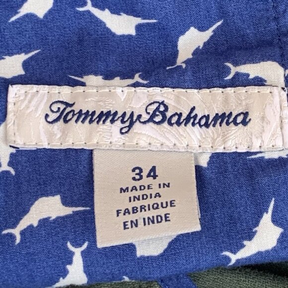 Tommy Bahama Shorts Mens 34 Dark Green Embroidered Marlin Pockets Beach Sailing - Picture 2 of 11